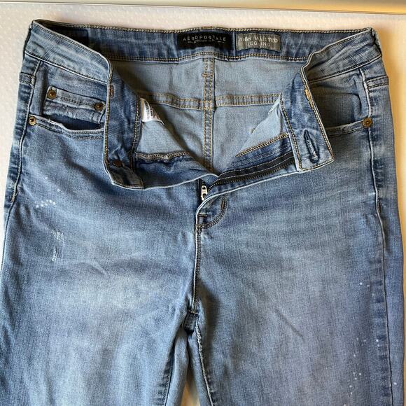 Aeropostale Women Jeggings size 10 Regular Blue High Waisted Stretch Boot Cut - Picture 2 of 12
